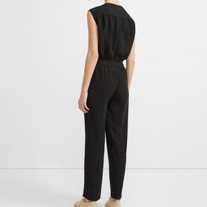 Theory Shirred Jumpsuit In Classic Crepe Black 00